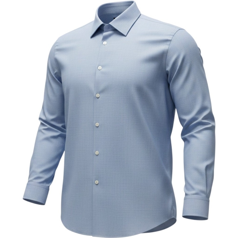 Enro Dress Shirt Mens 18 36/37 Blue Solid Classic Fit Non Iron Cotton LS